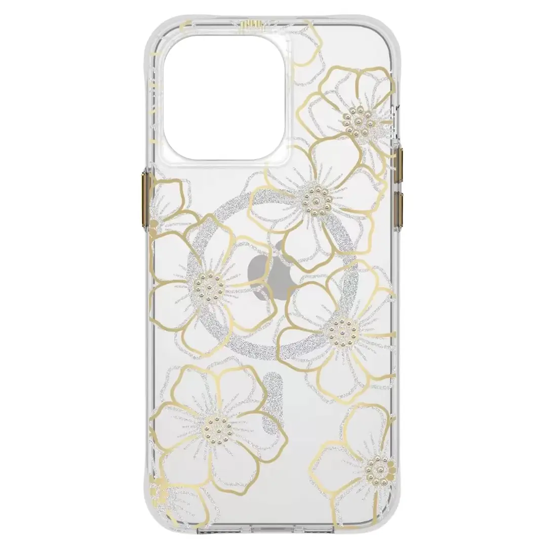 iPhone 16 Plus Designed Case MagSafe Gold and Sliver Floral Harmony